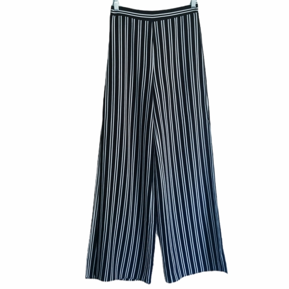 NEW RENVY Black and White Stripes with Side-Slit Wide Leg Pants NWOT - Picture 1 of 16